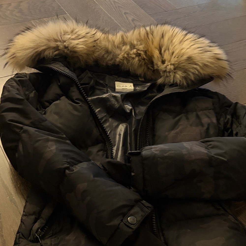 Black Puffer Jacket with Faux Fur Hood